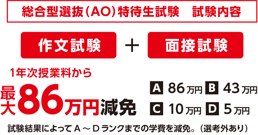 総合型選抜（AO）特待生試験　試験内容